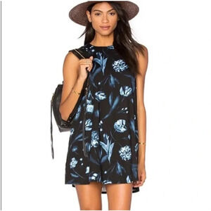RVCA Baby Doll Blue Floral Sleeveless Shunter Mini Tank Dress Size Small NEW